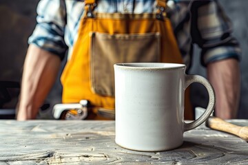 Ultra Hd Visual of Mug Standing Near Working Man