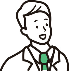 ビジネスマンが笑顔の上半身のシンプルなイラスト素材