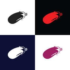 Eggplant Hand Drawn Ink Style Vector Illustration

