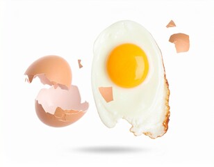 broken egg on white background