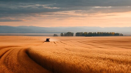 Obraz premium Harvest season beginnings wheat fields, grape harvesting