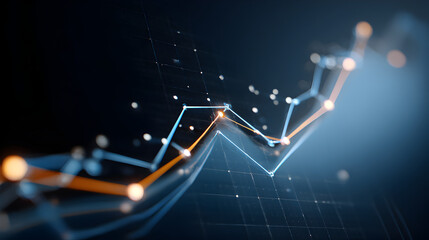 Abstract representation of a financial chart with upward trending lines and glowing data points