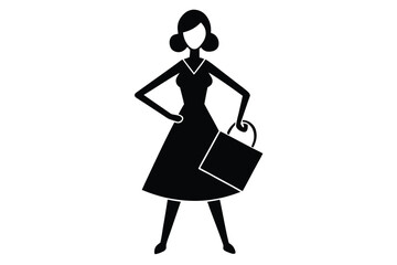 woman with shopping bag vector icon