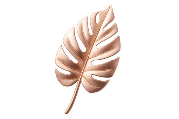 3d rendering of a golden monstera leaf isolated on transparent background, creating a luxurious and elegant visual