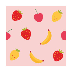  playful seamless pattern with hand drawn strawberry