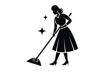 woman cleaning vector icon