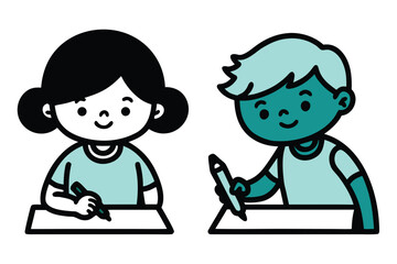 Child s colorful crayon drawing of a house and sun made with left hand