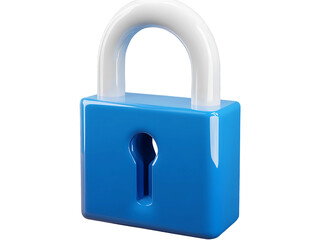 3D Blue Padlock Icon on Transparent Background