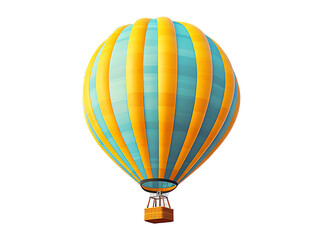 Naklejka premium 3D Of Yellow and Blue Striped Hot Air Balloon on Transparent Background