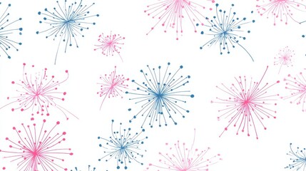 Abstract Pink and Blue Dandelion or Firework Pattern