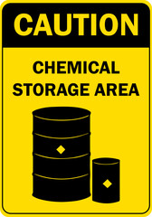 caution chemical storage area sign.