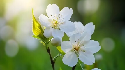 Fototapeta premium Stunning Closeup of Delicate White Blossoms in Spring Sunlight
