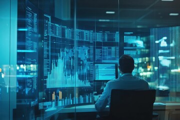 Business data analysis conducted by diverse professionals in a modern office environment, Business data analysis over diverse professionals collaborating in modern office