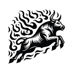 Flaming Horse Head - Fire Spirit Animal Tattoo Vector