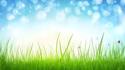 Fototapeta premium Vibrant Green Grass Meadow Spring Nature Background