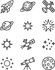 Naklejka premium Galaxy and Universe Icon Collection