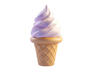 3D Of Pink Ice Cream Cone on Transparent Background