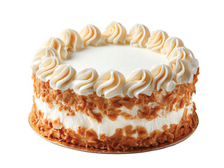 Vanilla cake isolated on transparent background