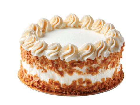 Vanilla cake isolated on transparent background
