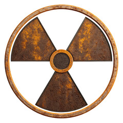 Rusty Radioactive Symbol on transparent