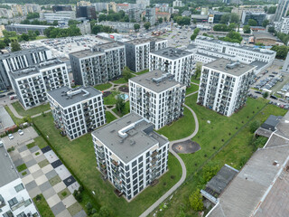 Aerial View of Contemporary Residential Buildings in an Urban Modern Area
