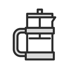 French Press Coffee Maker Icon Brewing Hot Beverage Barista Kitchen Equipment Drink
