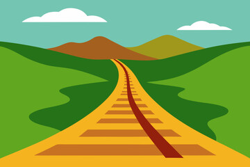 A Simple Railway Track Through A Countryside For A Fun And Peaceful Travel Scene
