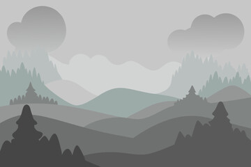 A Basic Foggy Landscape With Blurred Shapes For A Simple And Mysterious Themed Scene
