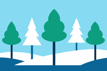 A Basic Snowy Landscape With Tree Outlines For A Simple And Clean Winter Scene
