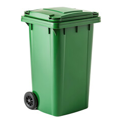 Green Recycling Bin with Wheel on transparent