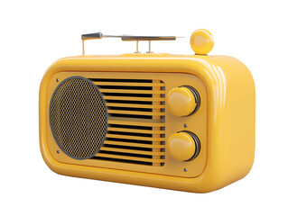 Fototapeta premium 3D Of Retro Yellow Radio on Transparent Background