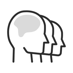 Human Brain Mind Heads Thought Process Icon Psychology