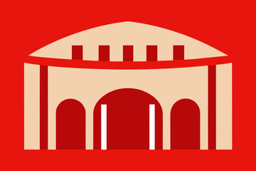 Fototapeta premium A Basic Theater Shape With A Curved Roof For Entertainment And Performing Arts Icons