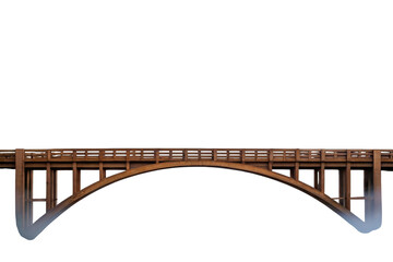Wooden bridge with arch isolated on transparent background