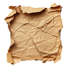 Crumpled and ripped brown cardboard paper isolated on Transparent background, Crumpled ripped blank brown cardboard paper isolated on PNG background