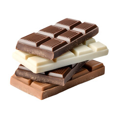 Delicious Stack of Milk, Dark, and White Chocolate Bars