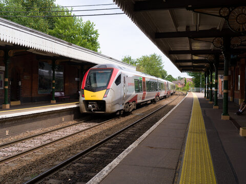 Thetford, England, United Kingdom, 24th June 2025, Greater Anglia multiple unit train at Wymondham station