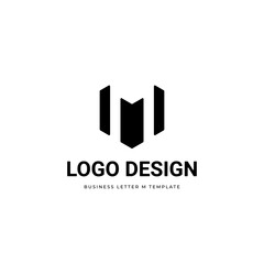 Letter M Business Negative Space Logo Template