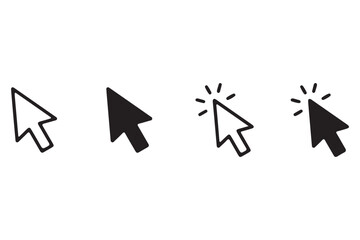 Mouse Click Cursor Icon - Outline and Solid Styles