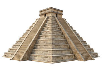 Chichen itza pyramid with steps isolated on transparent background