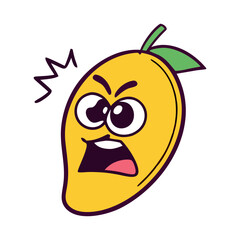 Mango in cute cartoon character style with expressive face and limbs.