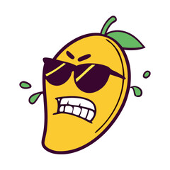 Mango in cute cartoon character style with expressive face and limbs.