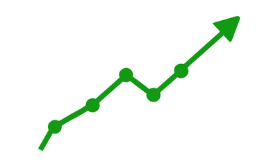 Business growth graph with 3D arrow symbol on white background