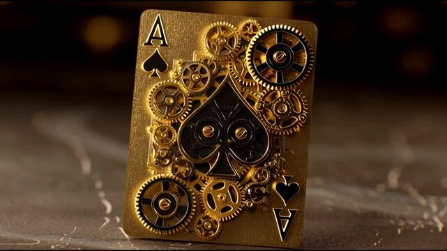 Steampunk Ace of Spades Card Animation. Generative AI