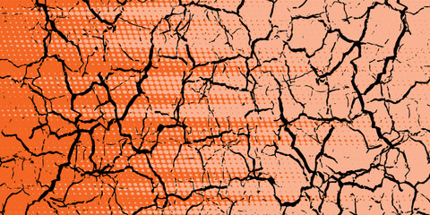 Orange halftone banner template design with abstract speed lines style. Orange halftone color pattern with dots and grunge texture background. Pop art comic with sporty style with white and black dots