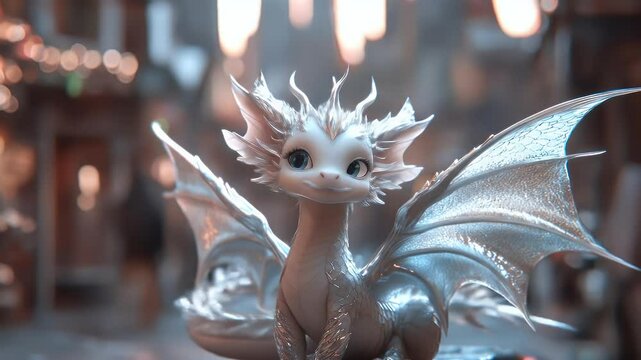 Adorable baby dragon sitting