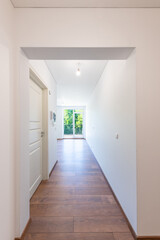 Modern Hallway Interior with Wooden Floor and Natural Light