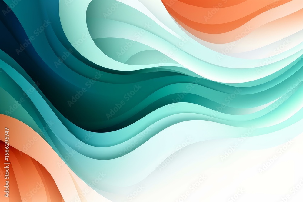 Fototapete colorful abstract background with flowing teal and orange waves creating a dynamic and vibrant desig