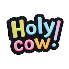 Colorful Holy Cow Embroidered Patch on Black Background