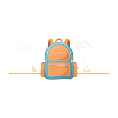 Vibrant backpack rests against a simple backdrop with soft colors and minimalistic design elements. PNG image, transparent background